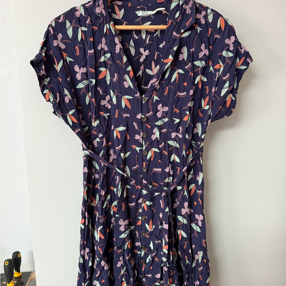 Kimchi Blue Midi Sundress in Blue and Pink with Notched Collar
